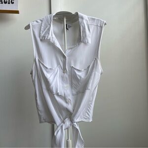 H&M White Button Down Crop Top